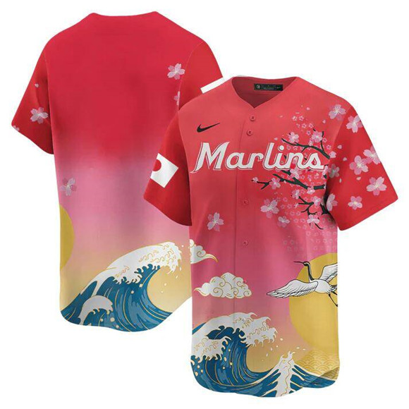 Men's Pink Miami Marlins Blank Japanese Heritage Night 2025 Limited Baseball Jersey